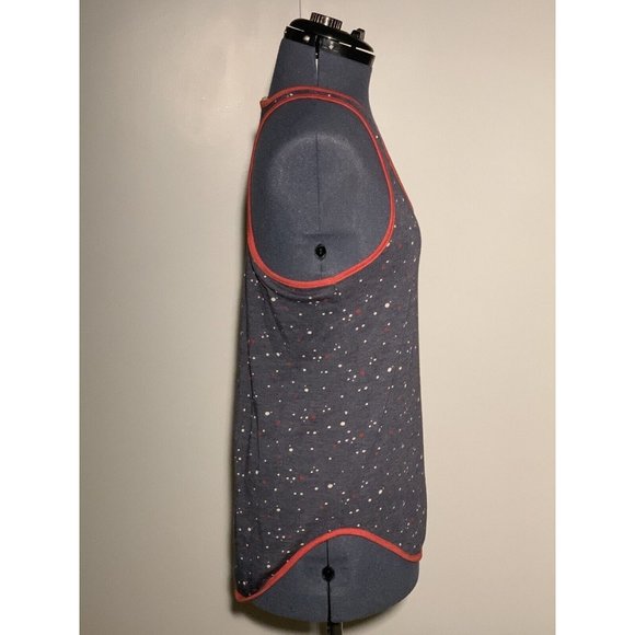 NWT Alternative Earth Racerback American Dot Hthr Navy Red Sleeveless Top Sz M - Picture 2 of 7